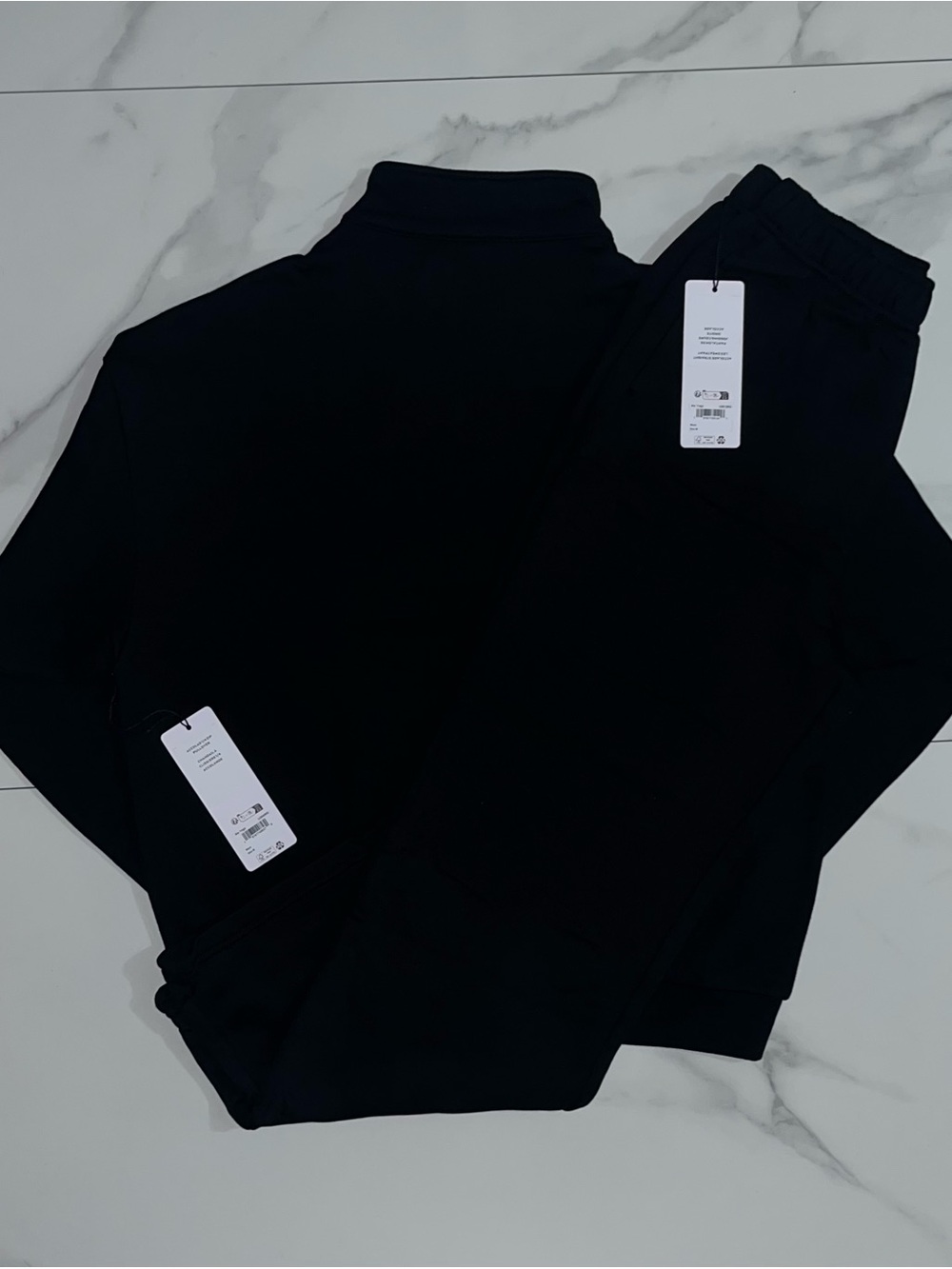 Alo Yoga Accolade 1/4 Zip Sweatshirt & Straight Leg Sweatpants Set Black Medium - Picture 2 of 11